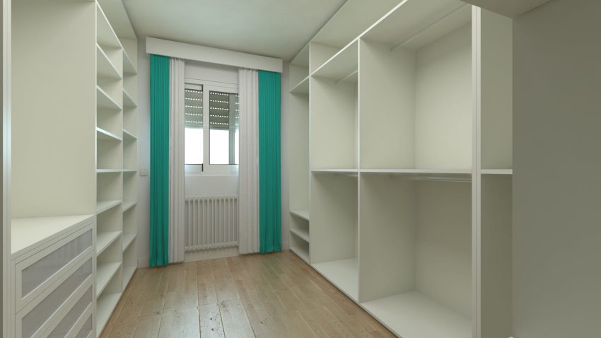 A minimalist wardrobe painted all white.